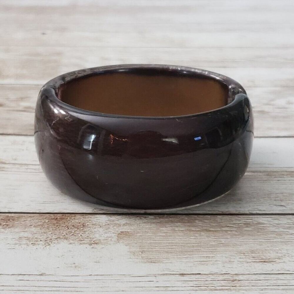 Vintage Hinged Bracelet / Bangle - Brown (Some Damage)
